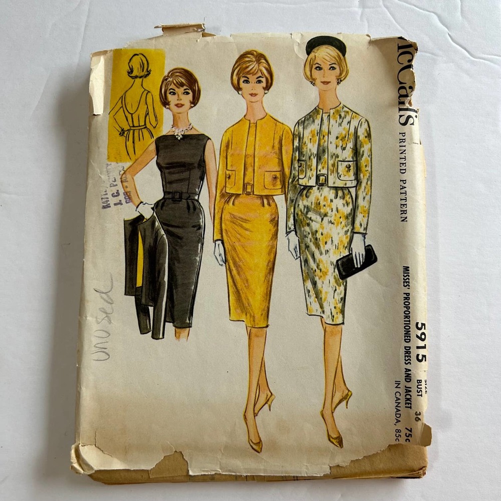 McCalls Vintage‎ 1960's Pattern  #5915 Women's Dress and Jacket Sizes 10-18